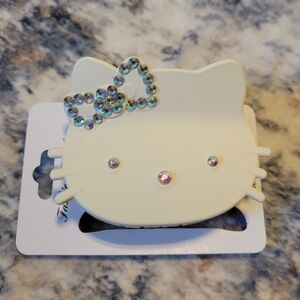 White Hello Kitty Style Jeweled Claw Clip